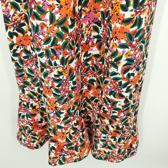 SALONI Floral Grace Silk Tea-Length Off the Shoulder Midi Dress 12 Multi Print - Picture 13 of 16